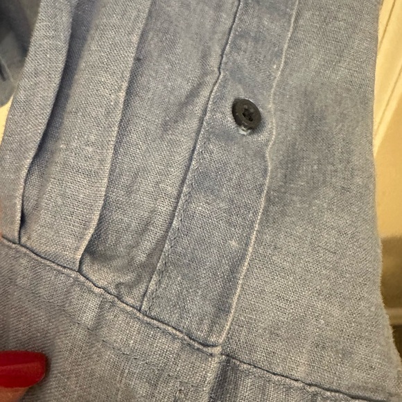 NWT Saks Fifth Avenue Light Blue Linen Button Down Shirt Size XL - Picture 8 of 10